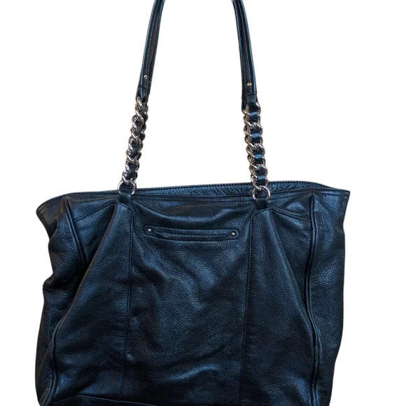 Vintage B Makowsky Black Leather Tote Bag - Picture 5 of 12